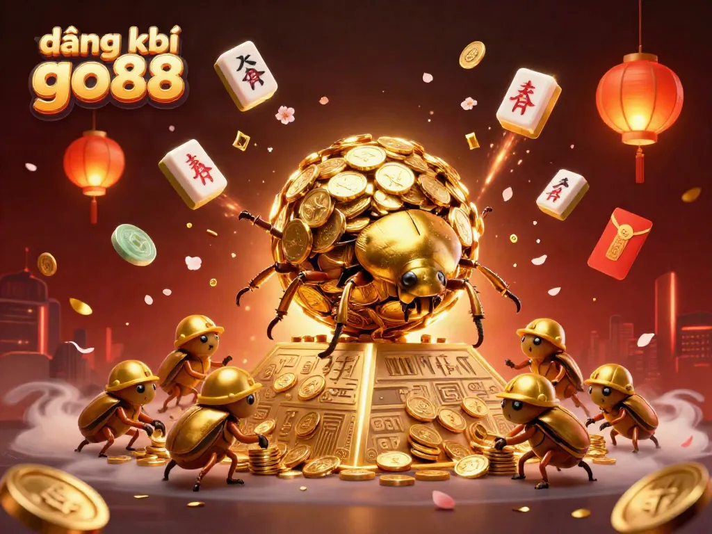 Join the action with đăng ký go88 as the golden beetle rolls coins amidst bright festival elements.